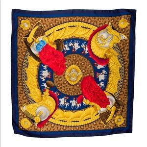 Hermes Casques et Plumets Silk Scarf- Vintage